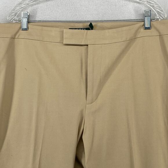 LAUREN RALPH LAUREN Pants 18 Twill Sateen Tapered Ankle Trouser Cotton Beige - Picture 4 of 13